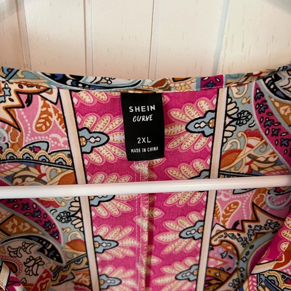 SHEIN Pink and Blue Patterned Dress - Picture 4 of 6